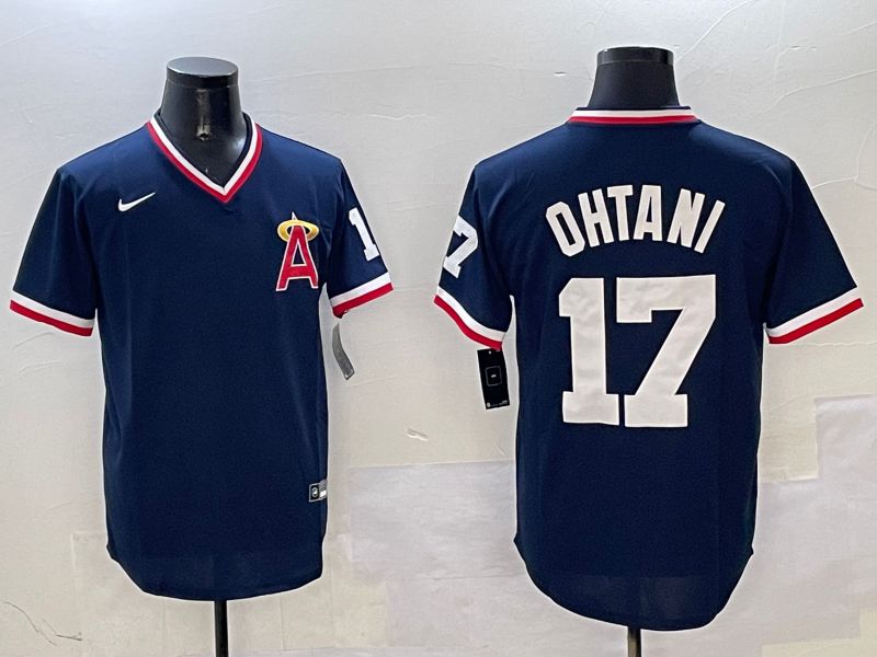 Men Los Angeles Angels #17 Ohtani Blue Throwback Game 2025 Nike MLB Jersey style 3